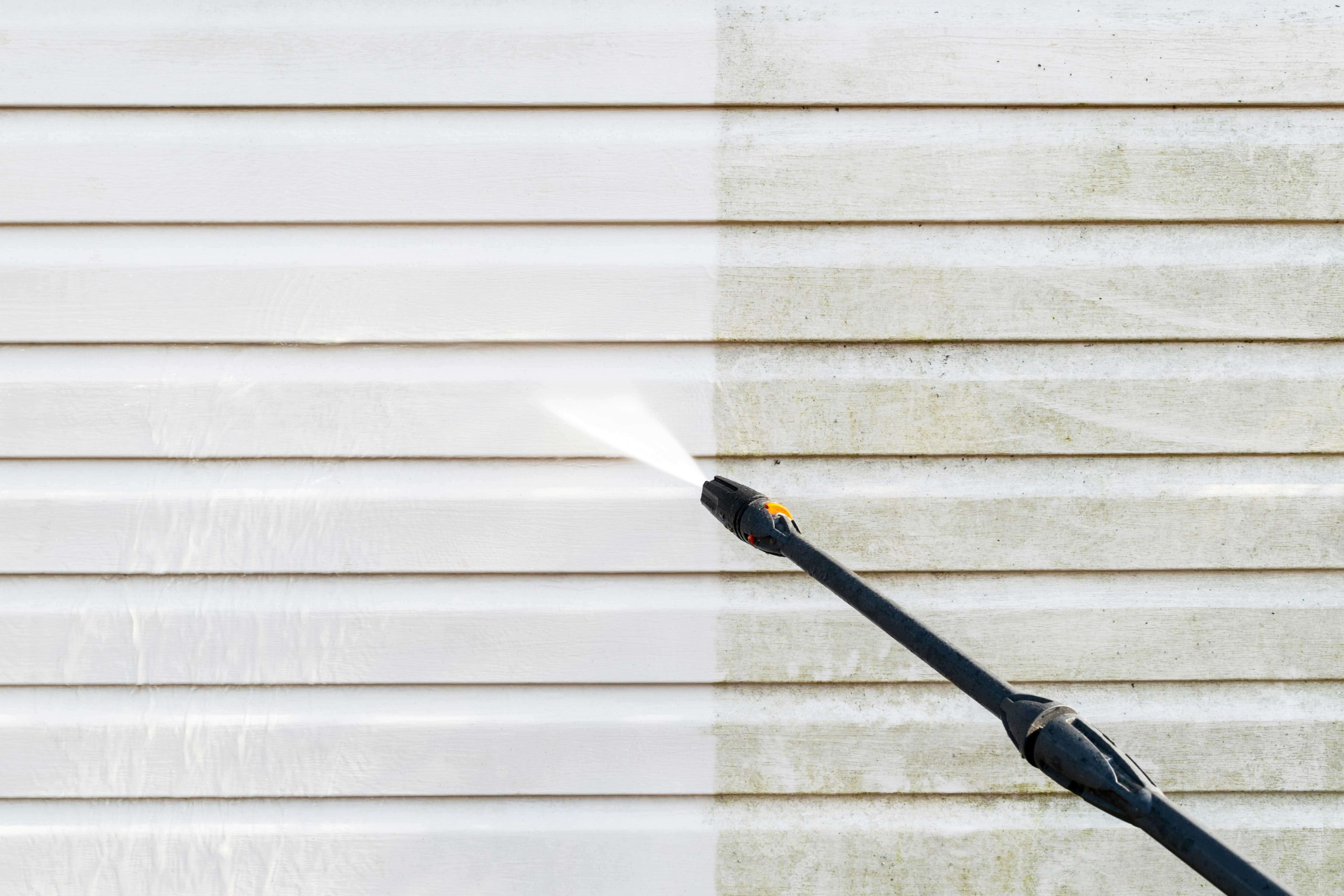 Residential exterior power washing in San Jose, CA: Before and after transformation.